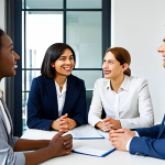 A diverse group of professional adults, fully clothed in modest business attire, gathered in a bright, modern office space, engaged in a nuanced conversation. Individuals are actively listening, exhibiting subtle facial expressions and natural hand gestures that convey deep understanding, reflecting the concept of "language games" where context defines meaning. The atmosphere is professional and collaborative, highlighting the intricacies of human communication. safe for work, appropriate content, fully clothed, professional, perfect anatomy, correct proportions, natural pose, well-formed hands, proper finger count, natural body proportions, high-quality, ultra-detailed, professional photography.