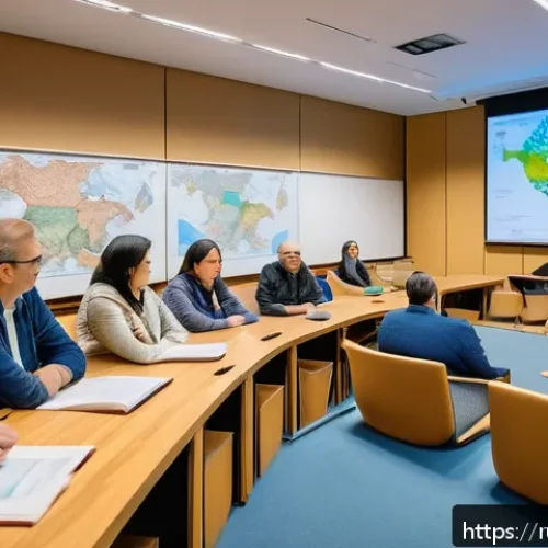 탈식민주의 철학과 문화 비판 - A diverse group of Russian and Eurasian cultural historians in a modern university lecture hall, eng...