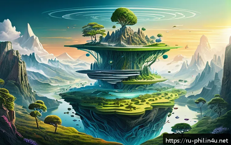 니콜라이 하르트만의 존재론 - A detailed conceptual illustration showing multiple layers of reality stacked vertically, each layer...